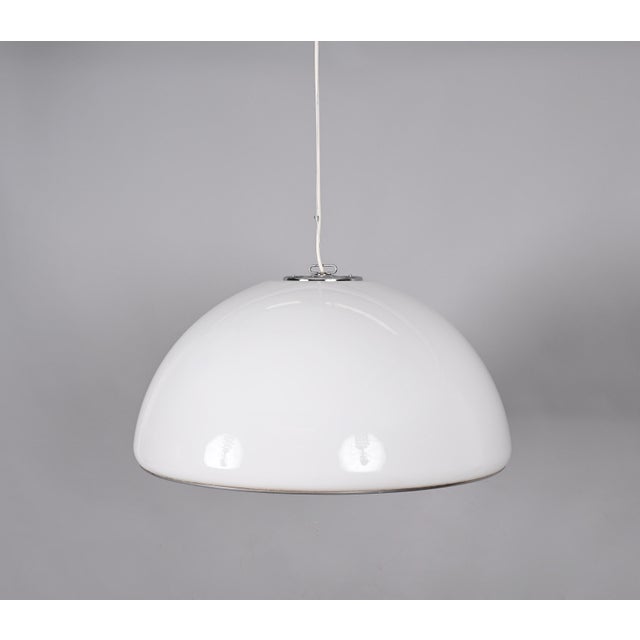 Guzzini Mid-Century Italian Pendant in Metal and White Acrylic Glass from Guzzini, 1970s For Sale - Image 4 of 14