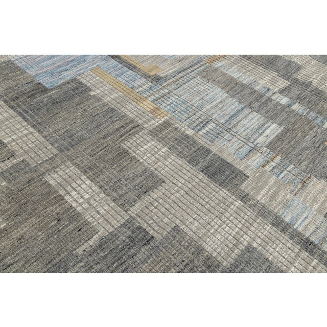 Modern Moroccan Wool Rug in Gray With Abstract Geometric Design For Sale - Image 9 of 11