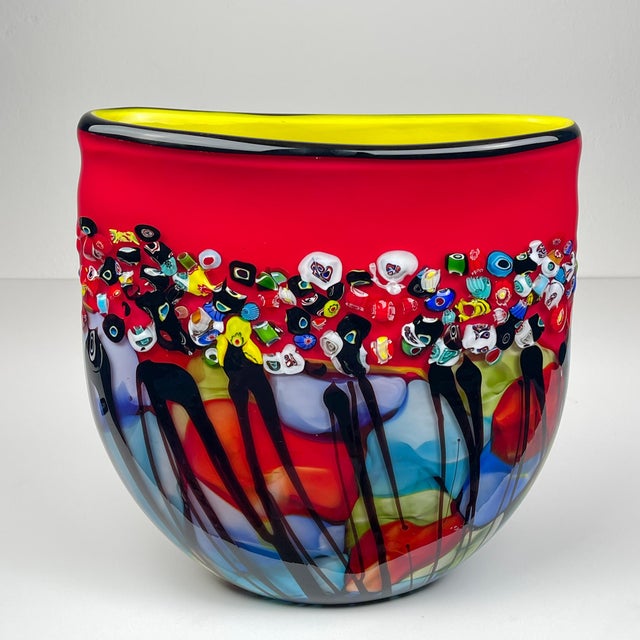 Large Vintage Murano Glass Vase Murrine, Italy, 1980s For Sale - Image 4 of 14