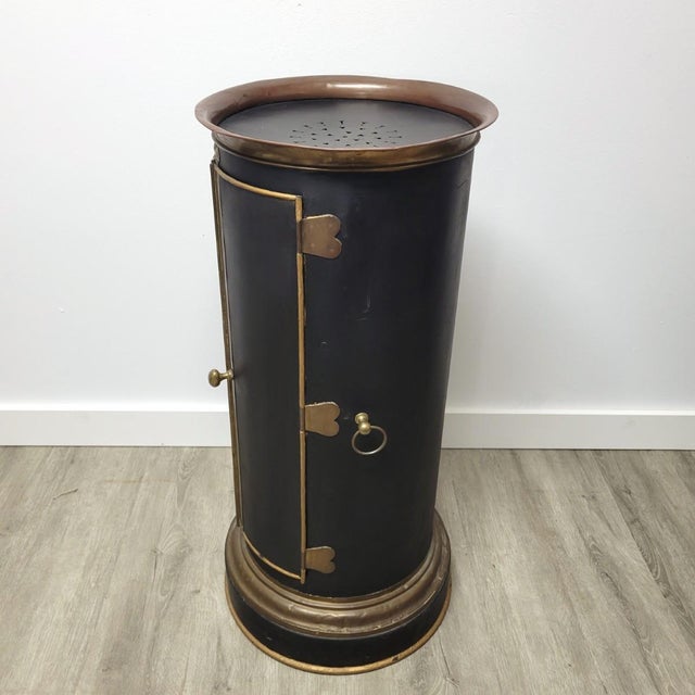 Rare English Regency Toleware Warming Tower With Copper Rim & Brass Hardware, C. 1820–1840 For Sale - Image 10 of 13