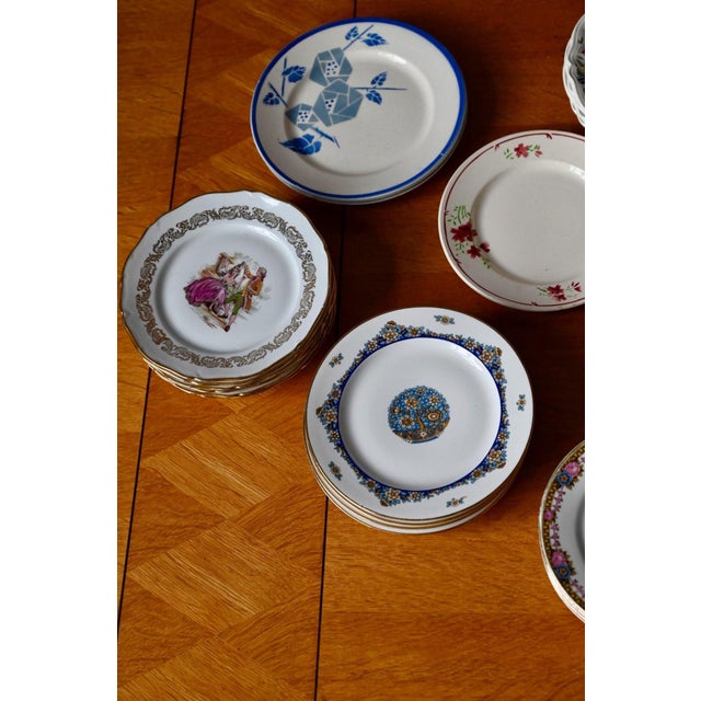 20th Century Porcelain Earthenware Dessert Plates with Various Decorations, 1950s, Set of 62 For Sale - Image 4 of 9