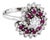 1970s 14K White Gold Ruby Diamond Floral Spiral Ring Estate, Size 4.75 For Sale