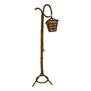 Italian Floor Lamp in Bamboo and Rattan, 1950s For Sale