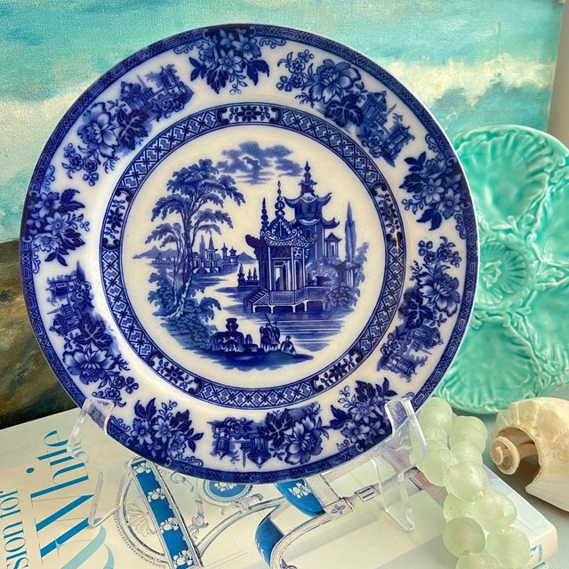 Antique Flow Blue plate by Doulton Burslem in the "Madras" pattern. The Doulton Burslem company became Royal Doulton in...