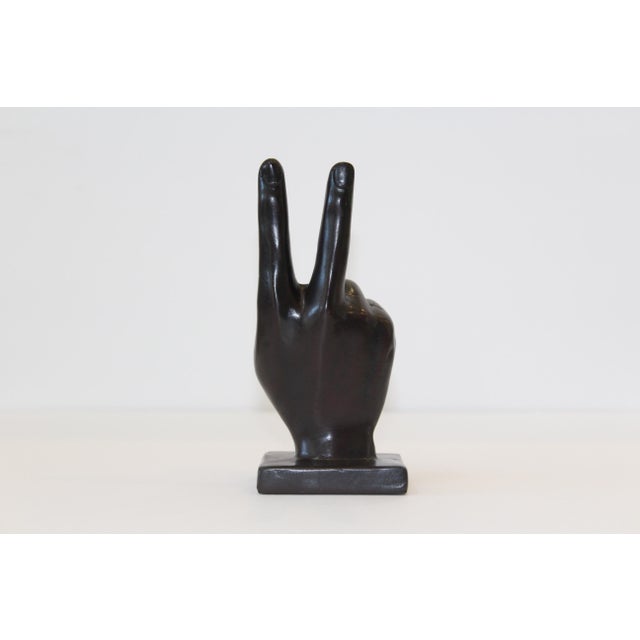 Contemporary Chocolate Peace Sign Hand Sculpture For Sale - Image 3 of 3