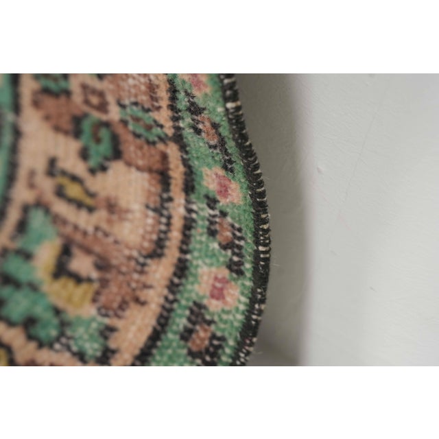 1970s Vintage Turkish Handmade Wool Cotton Pink Area Rug For Sale - Image 9 of 12