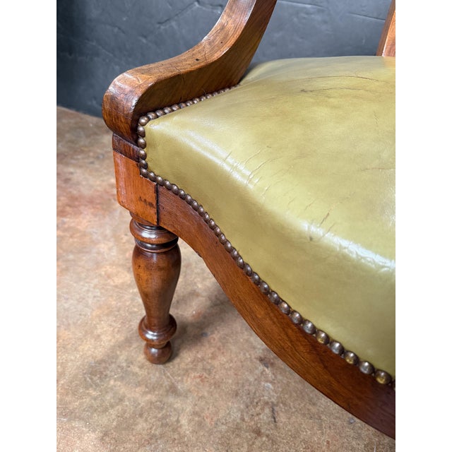 Louis Philippe Desk Armchair or Fauteuil De Bureau of Leather and Turned Walnut For Sale - Image 12 of 15