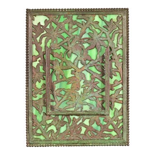 Apollo Studios New York Arts & Crafts Grapevine Pattern Bronze and Slag Glass Picture Frame For Sale