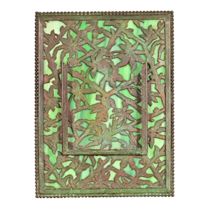 Apollo Studios New York Arts & Crafts Grapevine Pattern Bronze and Slag Glass Picture Frame