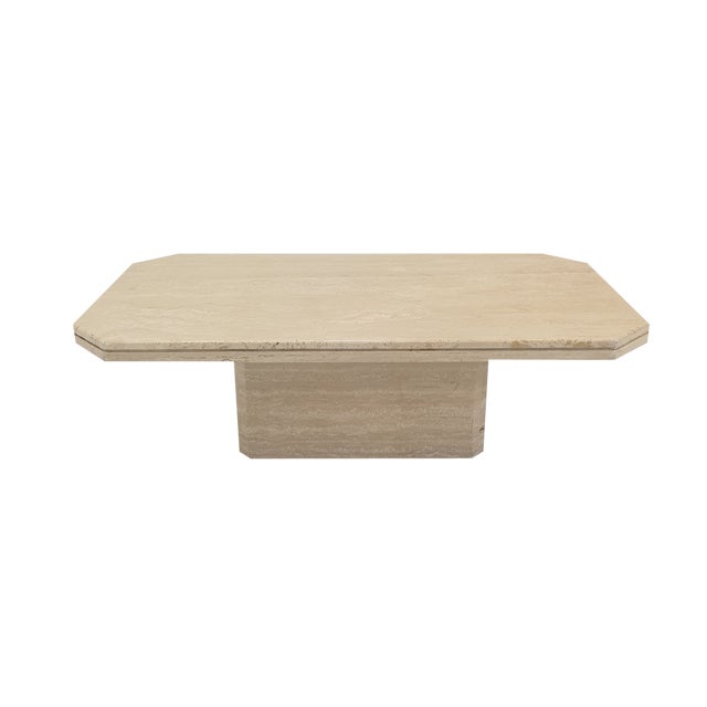Italian Coffee Table in Travertine, 1980s For Sale