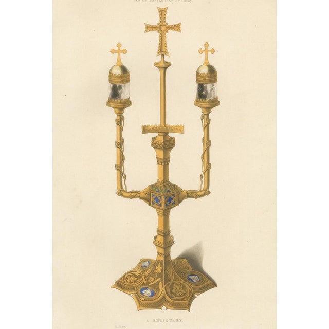 Medieval Reliquary Gothic Church Treasure, 1850, Print on Paper For Sale - Image 3 of 13