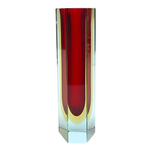 1970s Sommerso Hexagonal Glass Vase Attributed to Alessandro Mandruzzato For Sale