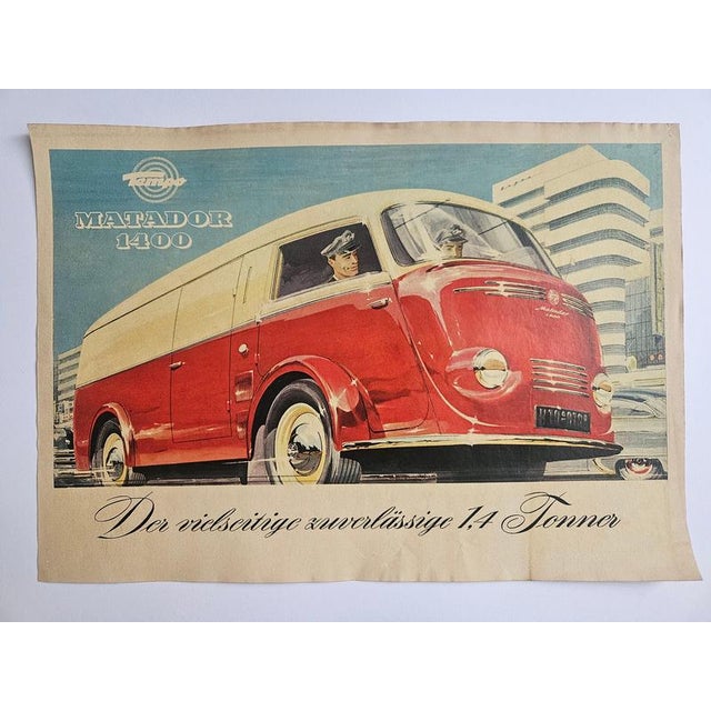 Art Deco Matador Tempo 1400 Advertising Poster, 1930s, in Very Good conditions. Designed 1920 to 1949