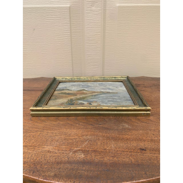 Wood Early 20th Century Framed Coastal Landscape Oil Painting For Sale - Image 7 of 9