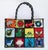 1970’s needlepoint tote handbag crafted from a kit designed by Bob Miller entitled ‘Ecology’. The colorful grid features...