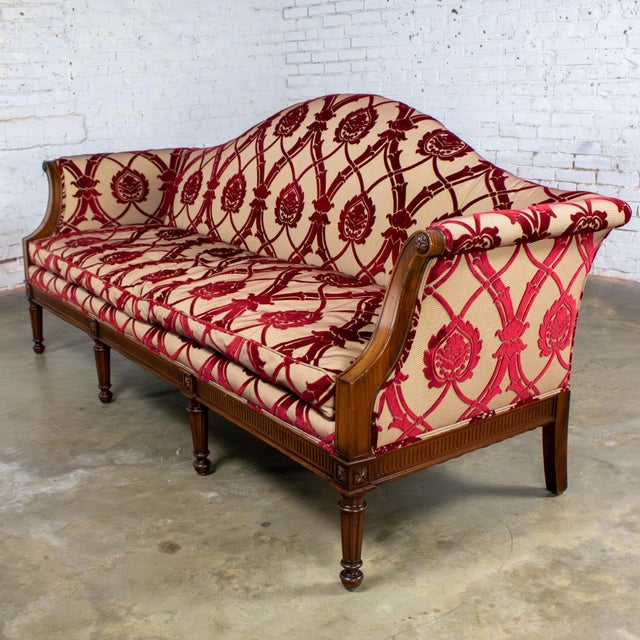 Late 19th to Early 20th Century Louis XVI Camel Back Sofa Directoire Style in Gaston Y Daniela Fabric For Sale - Image 9 of 18