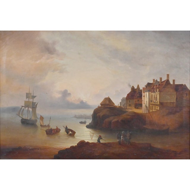 French School Artist, Light on the Port, 19th Century, Oil on Canvas For Sale - Image 4 of 12