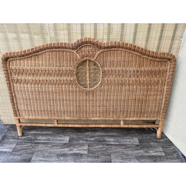 Wood Polo Ralph Lauren Boho Coastal Style Wicker King Size Bed Headboard. Circa 1990s For Sale - Image 7 of 18