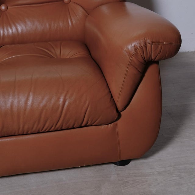 Brown Italian Three-Seater Leather Sofa, 1970s For Sale - Image 8 of 18
