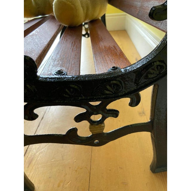 Childrens Safari Animals Themed Hand Painted Cast Iron & Mahogany Garden Bench For Sale - Image 9 of 11