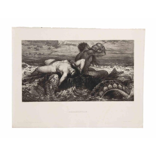 Etching after Bocklin, realized in the early 20th Century. Titled in the plate in bottom center. Published by Druck &...
