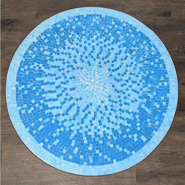 Crate & Barrel Crate & Barrel Round Mosaic Tile Patio Table With Metal Base For Sale - Image 4 of 6