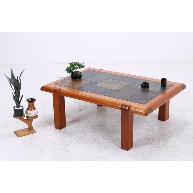 Mid-Century Danish Teak Coffee Table with Slate Top For Sale - Image 11 of 11