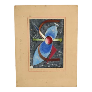 Paul Sink Mid Century Modern Abstract Watercolor “Conversation Piece” C1960