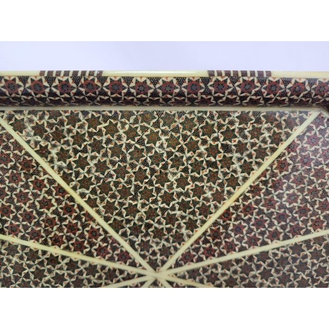 Persian Khatam Kari Inlaid Marquetry Star Mosaic Octagonal Serving Tray For Sale In Portland, OR - Image 6 of 8