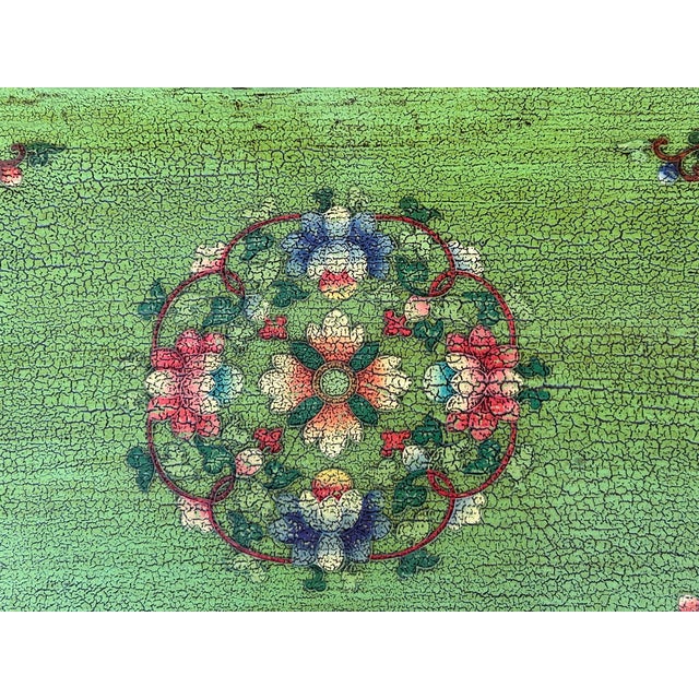 Tibetan Style Lime Green Blue Two Tigers End Table Nightstand For Sale - Image 12 of 12