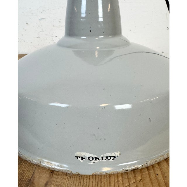 Industrial Grey Enamel Pendant Lamp from Thorlux, 1960s For Sale - Image 11 of 18