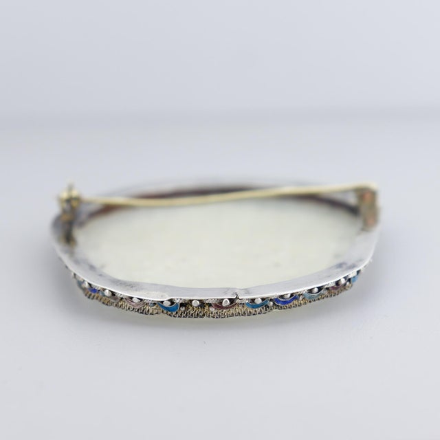 Vintage Chinese Silver, Carved Jade, and Enamel Brooch For Sale - Image 15 of 16