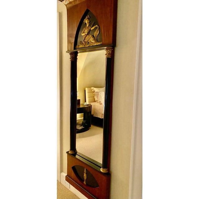 Early 19th Century Neoclassical / Empire Pier Mirror With Gilt Ebonized Columns & Classical Eglomise/Panel For Sale In New York - Image 6 of 7