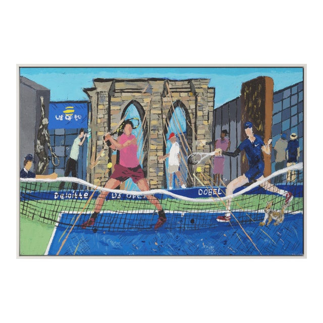 Alcaraz and Sinner Conquer New York by Shaun Ellison in Whitewashed Frame, Large Art Print For Sale