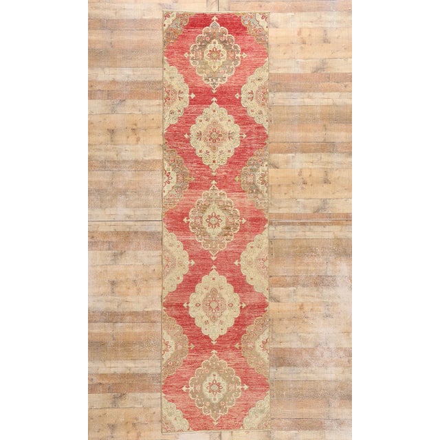 Vintage Red Turkish Oushak Rug Runner - 03'01 X 12'00 For Sale - Image 9 of 9