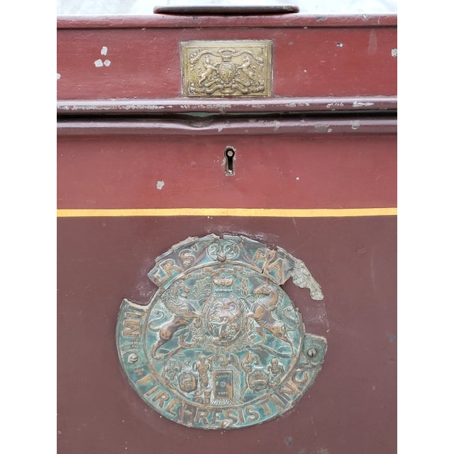 Metal Antique (Dated 1849) English Safe Box "Milner's Portable Fire Resist Patent 212" For Sale - Image 7 of 12