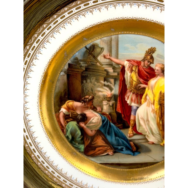 Pair Vienna Mythological Porcelain Plates in Pierced Gilt-Bronze Roman Frames For Sale - Image 14 of 18