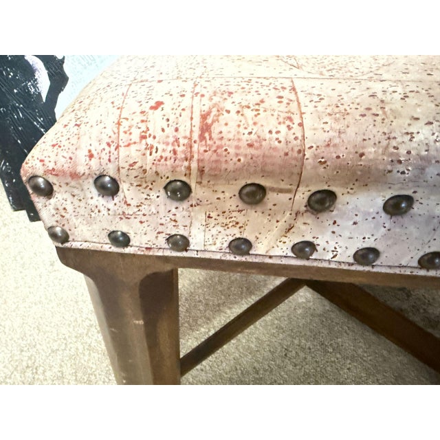 Thomas O'Brien Century Rustic Speckled Cork Wood Trestle Bench For Sale - Image 9 of 15