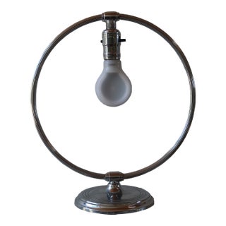 Art Deco Chrome Halo Table Lamp by Chase Brass & Copper Co., 1930s For Sale