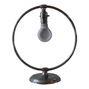 Art Deco Chrome Halo Table Lamp by Chase Brass & Copper Co., 1930s