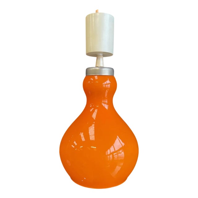 Vintage Orange Opaline Pendant Light, 1970s For Sale