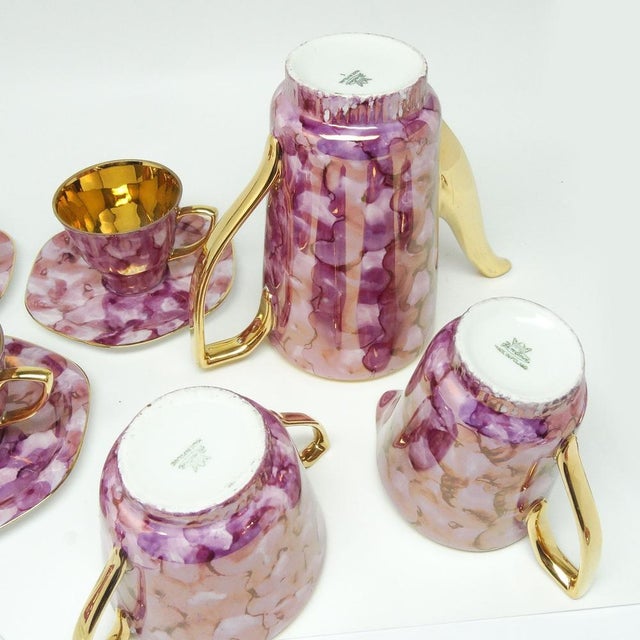 Pink Art Deco Tycjan Coffee Set from Karolina, Poland, 1960s, Set of 15 For Sale - Image 8 of 16