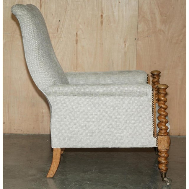 Antique Scottish Victorian Barley Twist Library Lounge Chair For Sale - Image 16 of 18