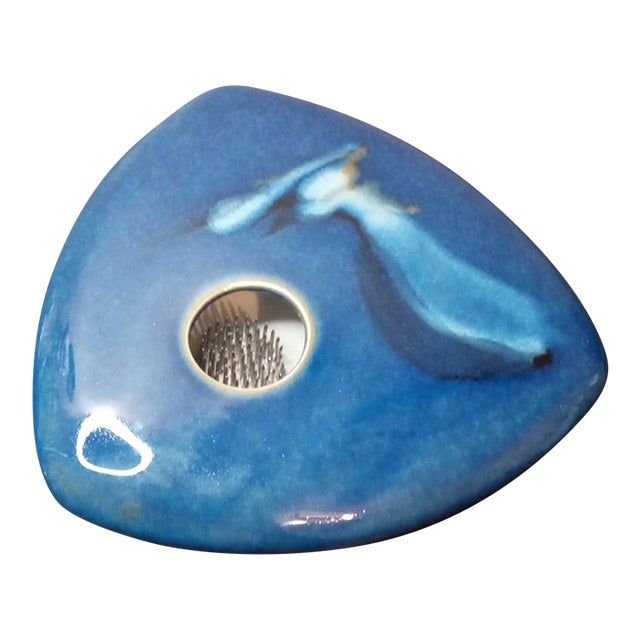 1970s Exquisite Signed Georgetown Art Studio Pottery Ikebana Vase W/ Flower Frog For Sale