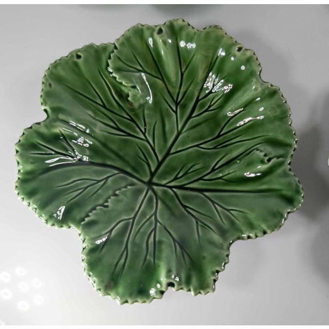 Ceramic Mid-Century Set of 6 Green Cabbage Luncheon Plates by Secla Portugal For Sale - Image 7 of 18
