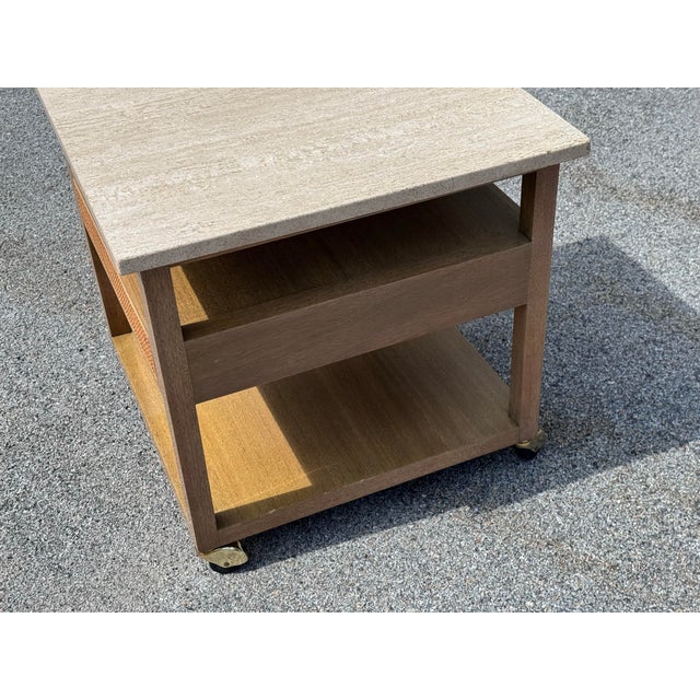 1960s Vintage 1960s Mahogany & Travertine Top Side Table by Harvey Probber For Sale - Image 5 of 9