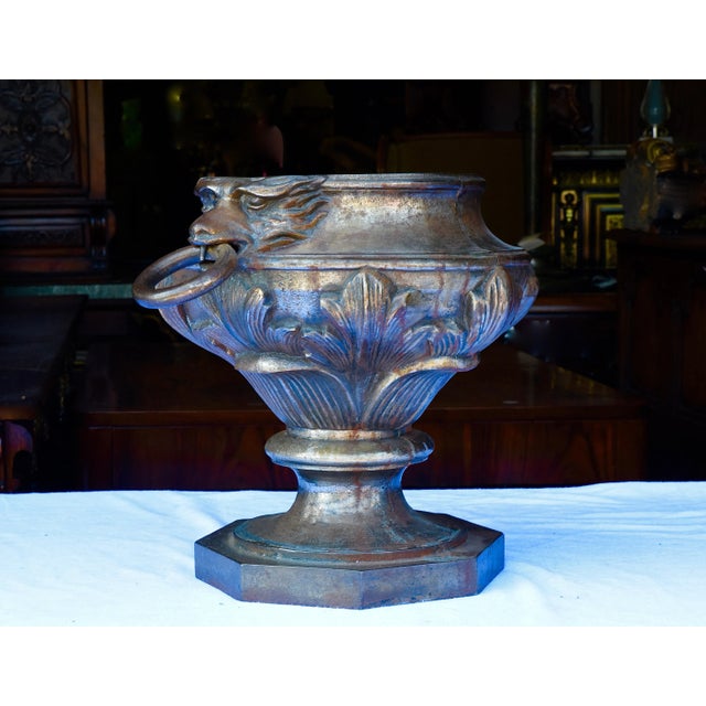 19th Century French Iron Um with Lion Motif