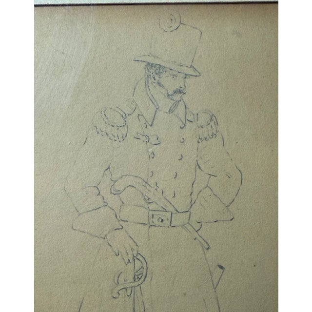 Antique 1830 French Military Portrait of Man in Uniform Armed Drawing Sketch For Sale In New York - Image 6 of 10