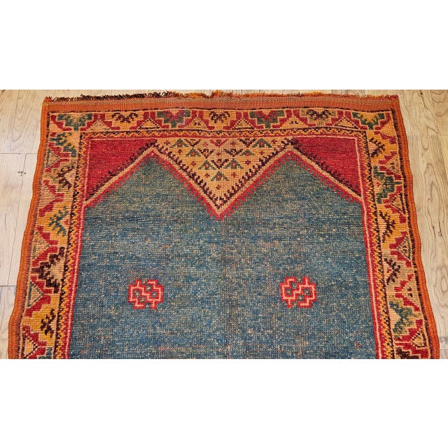 Vintage Moroccan Rug, Hand-Knotted Wool, Geometric Pattern, Green & Yellow, 4’ X 6’ For Sale - Image 12 of 18