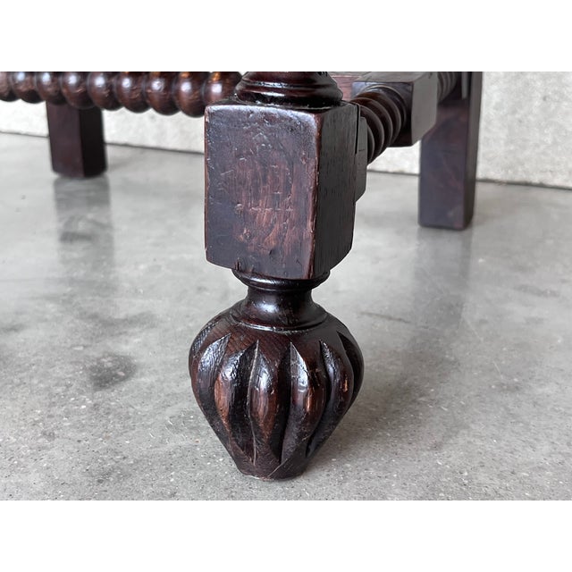 19th Century Set of Six French Carved Walnut Turned Wood Chairs With Velvet Seat For Sale - Image 11 of 13
